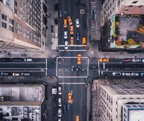 aa 2024 aerial view of busy streets