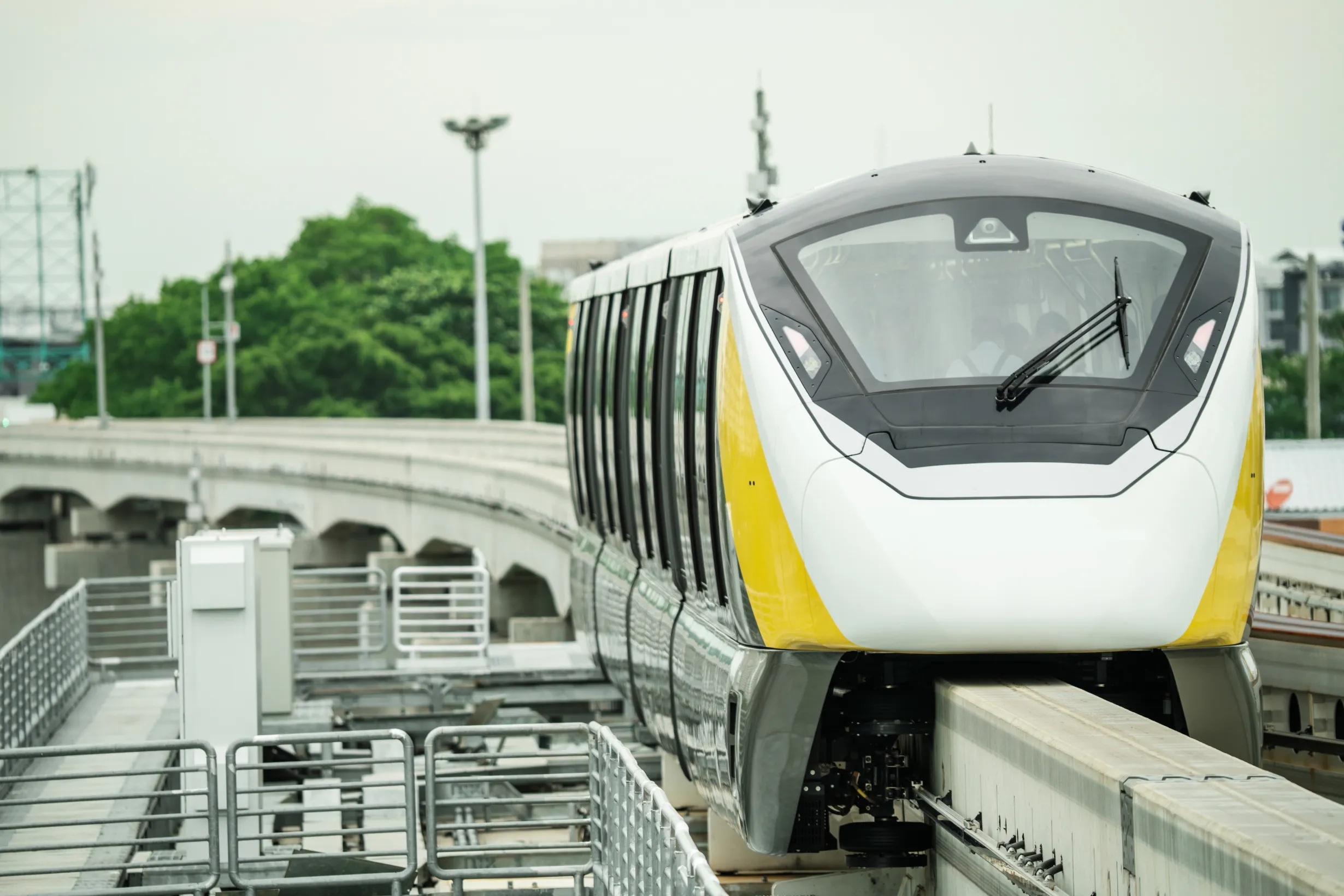 aa 2024 modern yellow monorail train