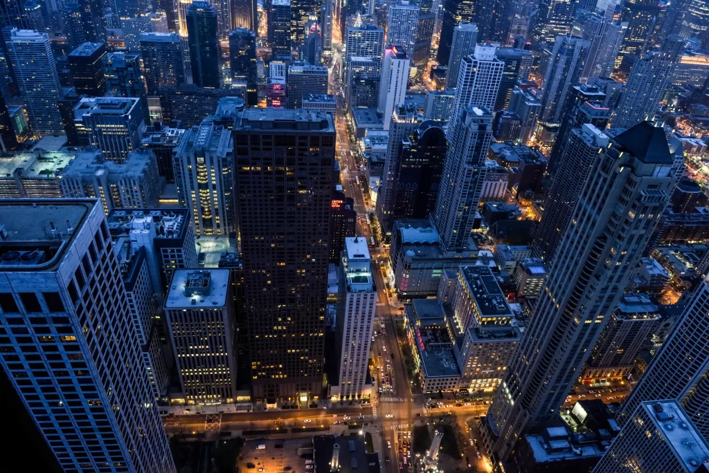 aa 2024 drone view of city buildings